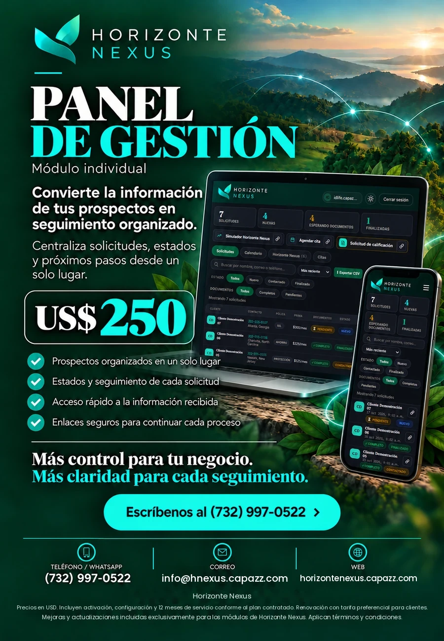 Flyer del Panel de Gestión
